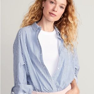 Oversized striped button down shirt